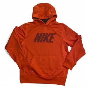 Nike Therma Fit Orange Logo Pullover Hoodie, Large